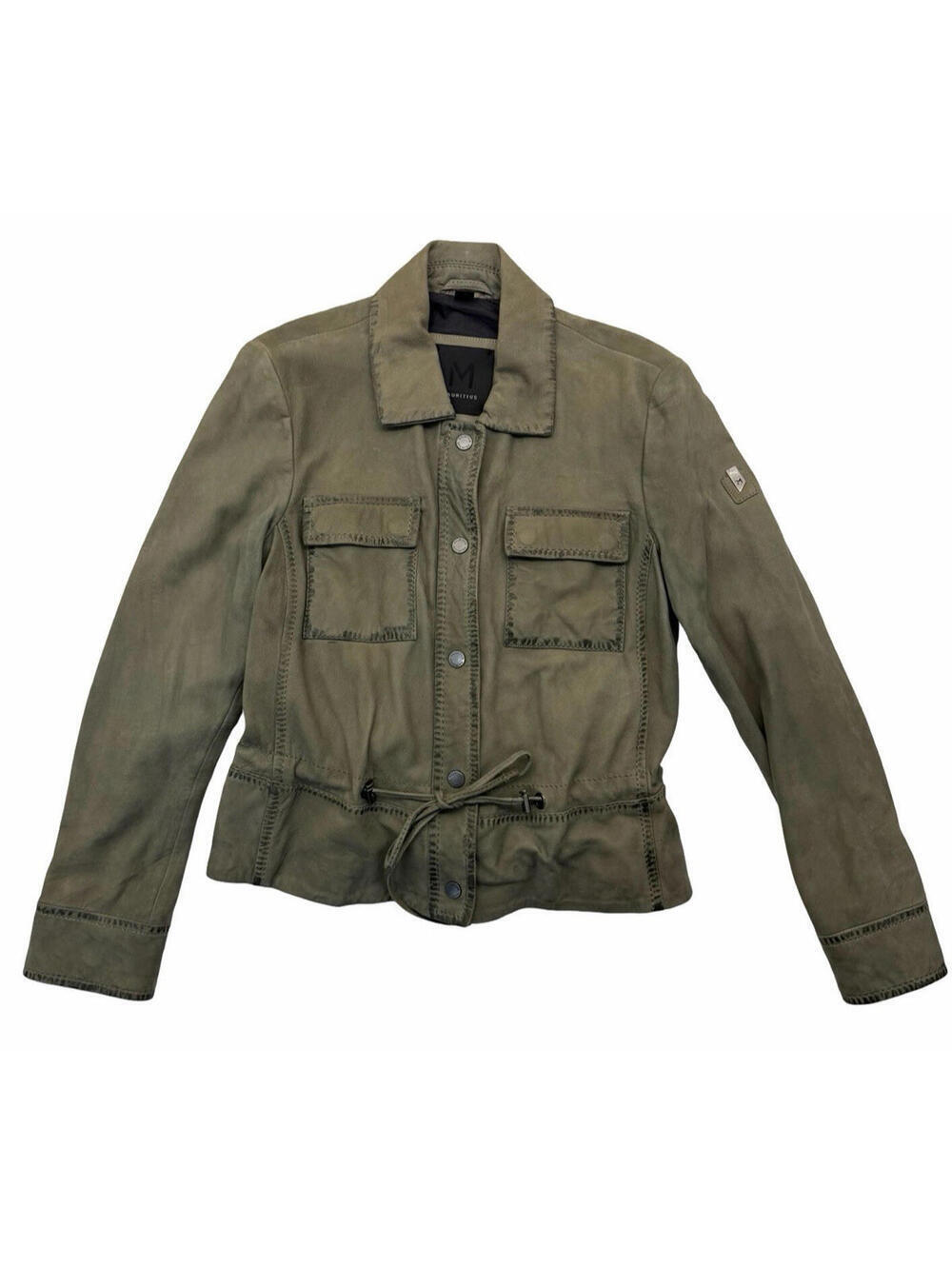 Mauritius Amaja RF Lamb Leather Suede Jacket Sage Green Size US 3/4